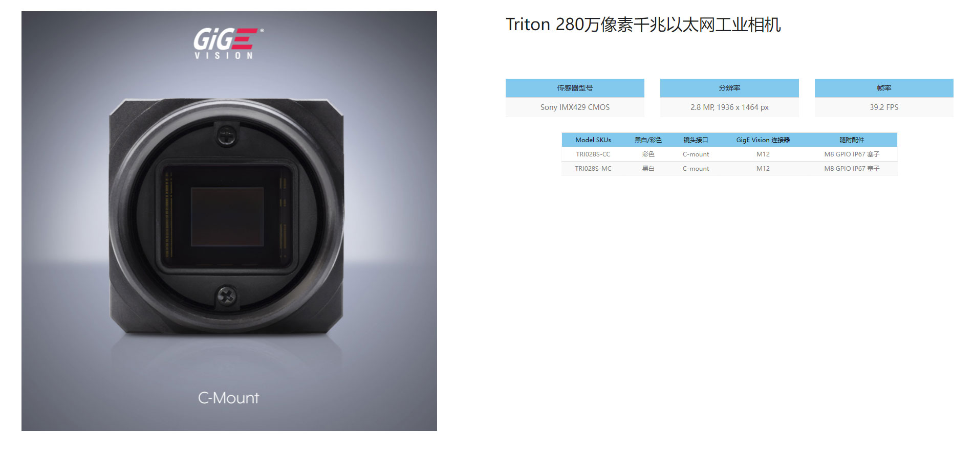 1Triton-280万像素千兆以太网工业相机-(TRI028S-_-IMX429)-_-Lucid-Vision-Labs_02